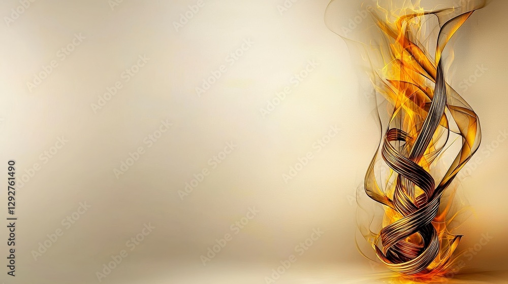 Poster coiled kanok flame design artistry showcase abstract digital space close-up intricate detailing and 