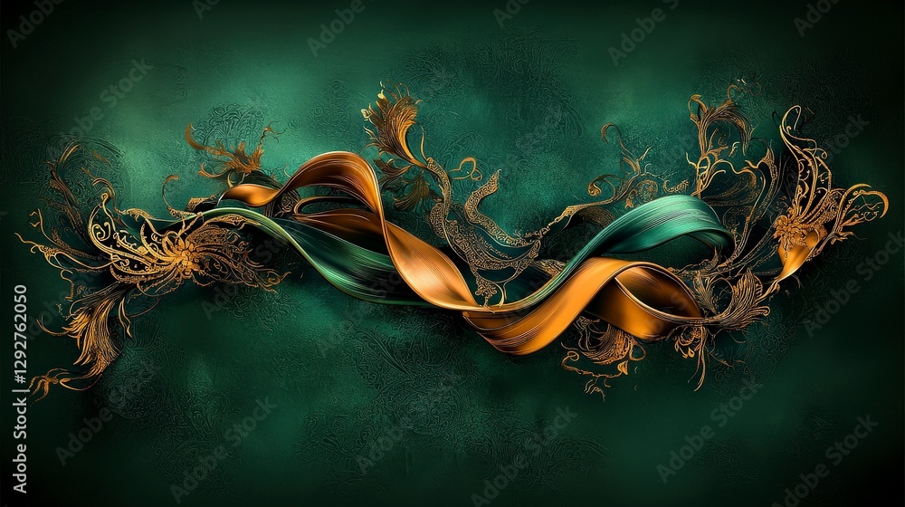 Poster Dynamic flowing kanok motif with intricate patterns artistic showcase digital art environment aesthetic viewpoint