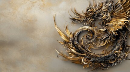 Elegant coiling thai motif design artistic rendering creative space flowing lines stylish perspective cultural essence