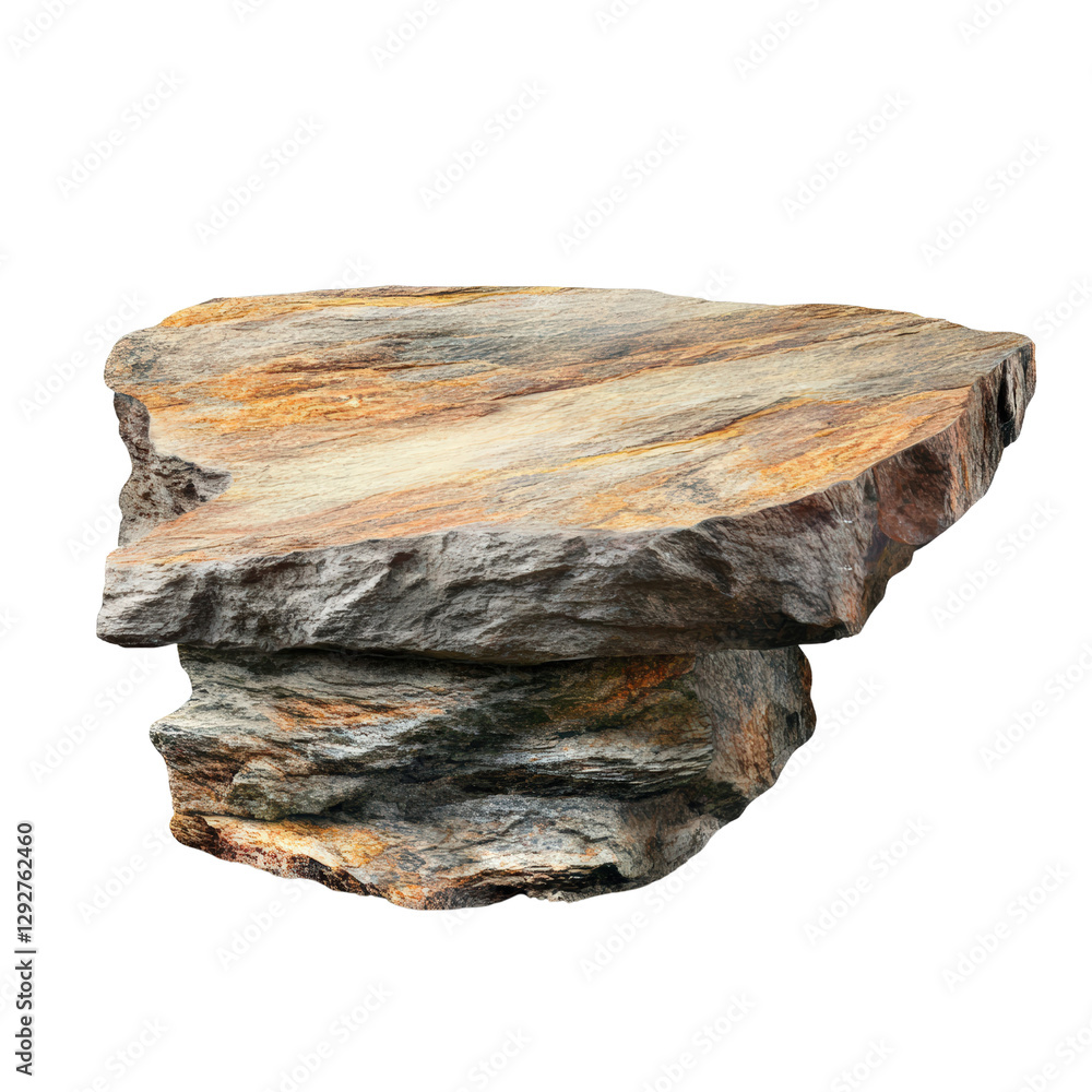 Poster a solid rock displayed on a black background highlighting its natural texture and unique geological 