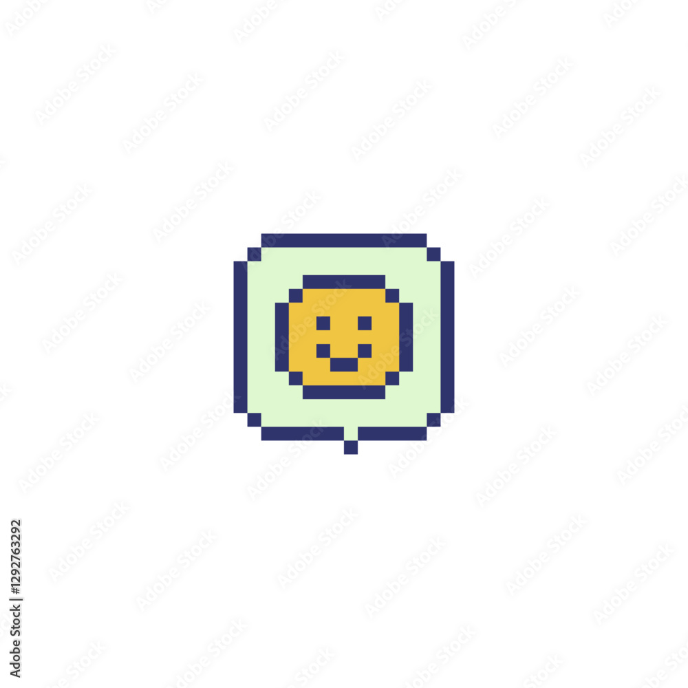 Poster speech bubble with smile pixel art icon. isolated vector illustration. 8-bit sprite. design stickers