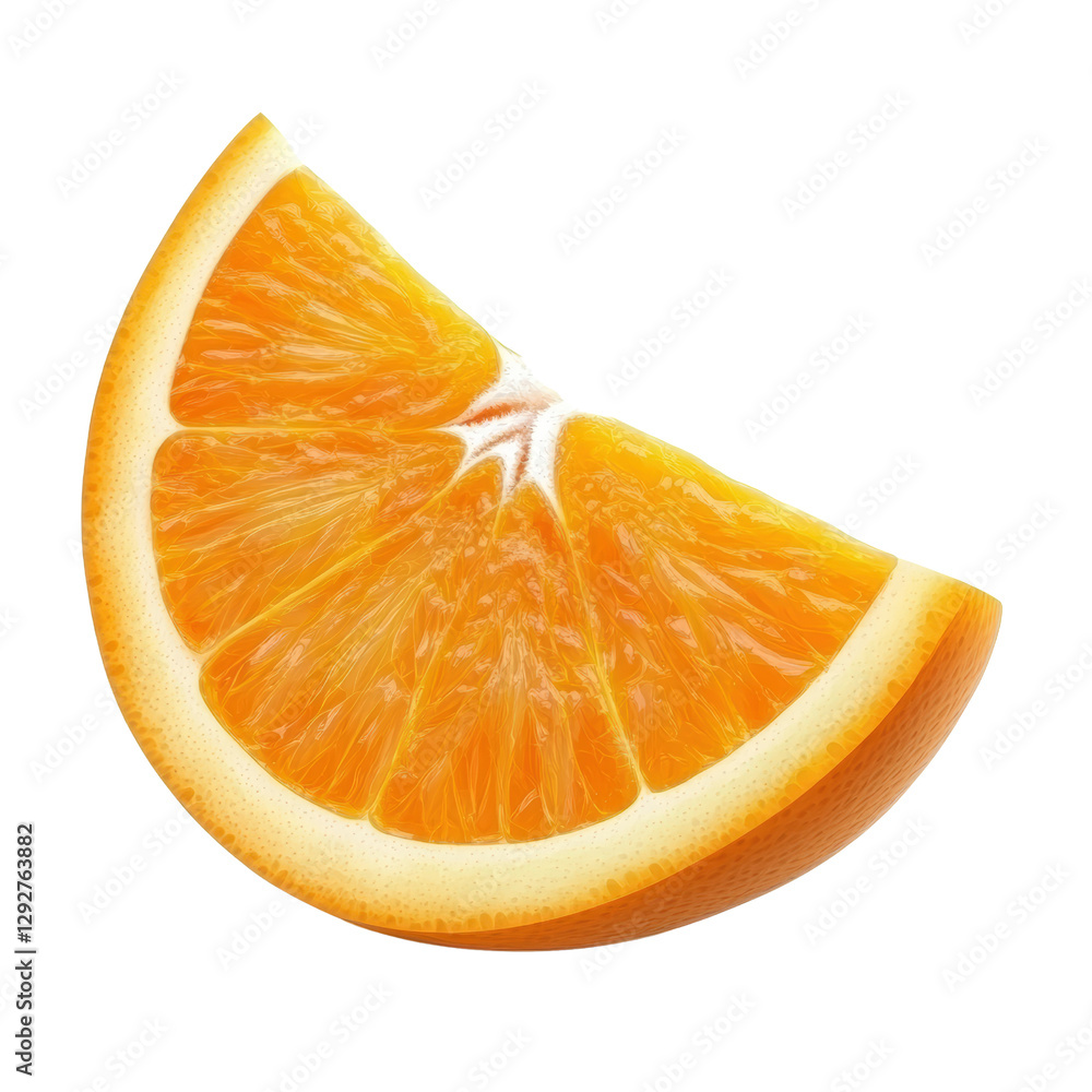 Poster fresh and juicy half of an orange displaying vibrant color and zesty texture against a clean white b