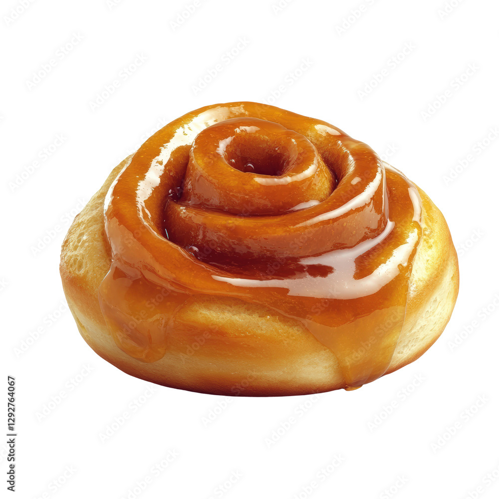 Poster glazed donut with a shiny surface, topped with colorful sprinkles, perfectly round and ready to be e
