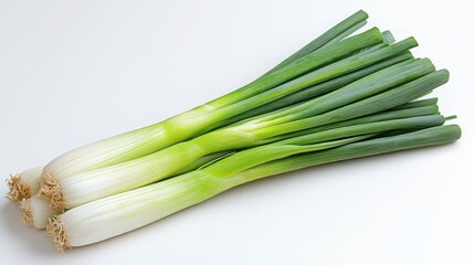 Fresh green leek isolated on a white background for food and cooking related projects