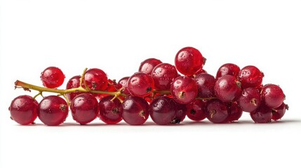 Fresh red currants isolated on a white background showcasing their vibrant color and natural texture