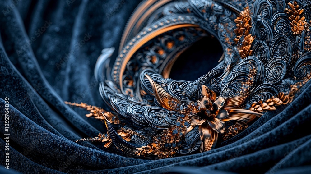 Poster intricate coiling kanok pattern with harmonious curves artistry showcase digital creation elegant de