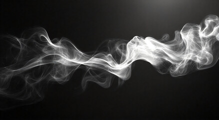 Elegant wispy white smoke trail on a black background