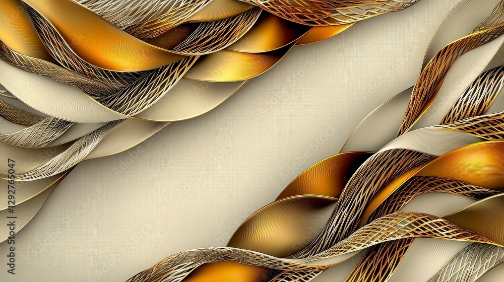 Poster Elegant linear kanok pattern in gold and bronze textures modern design studio digital art abstract aesthetics