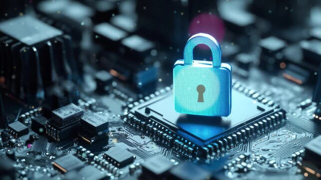 Glowing cyber security technology background