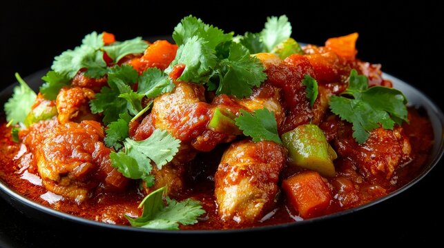 Culinary delight vibrant guatemalan pepin with deep red sauce - closeup home kitchen photography