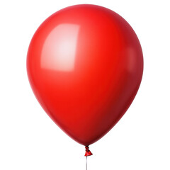 A bright red balloon floating gracefully against a clear blue sky evoking joy and celebration in a playful scene isolated on transparent background..