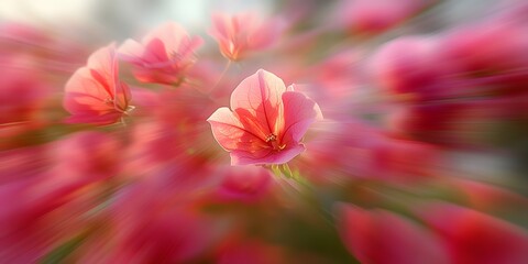 Fototapeta premium pink flowers with a motion blur bokeh
