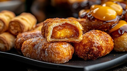 Delicious closeup of polish paczki bakery sweet treats indoor aesthetic food photography