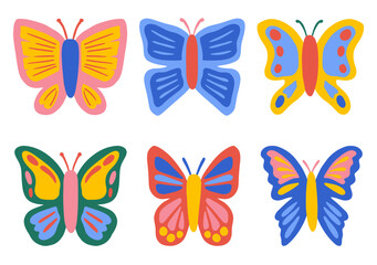 cute colorful butterflies set