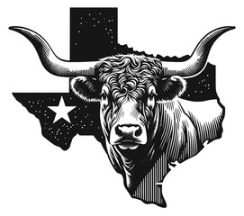 Texas Longhorn Logo with the State of Texas, Texas State , Bull , Bull Logo, Texas Logo, Lone Start State Logo, Cattle Logo, Cow, Logo