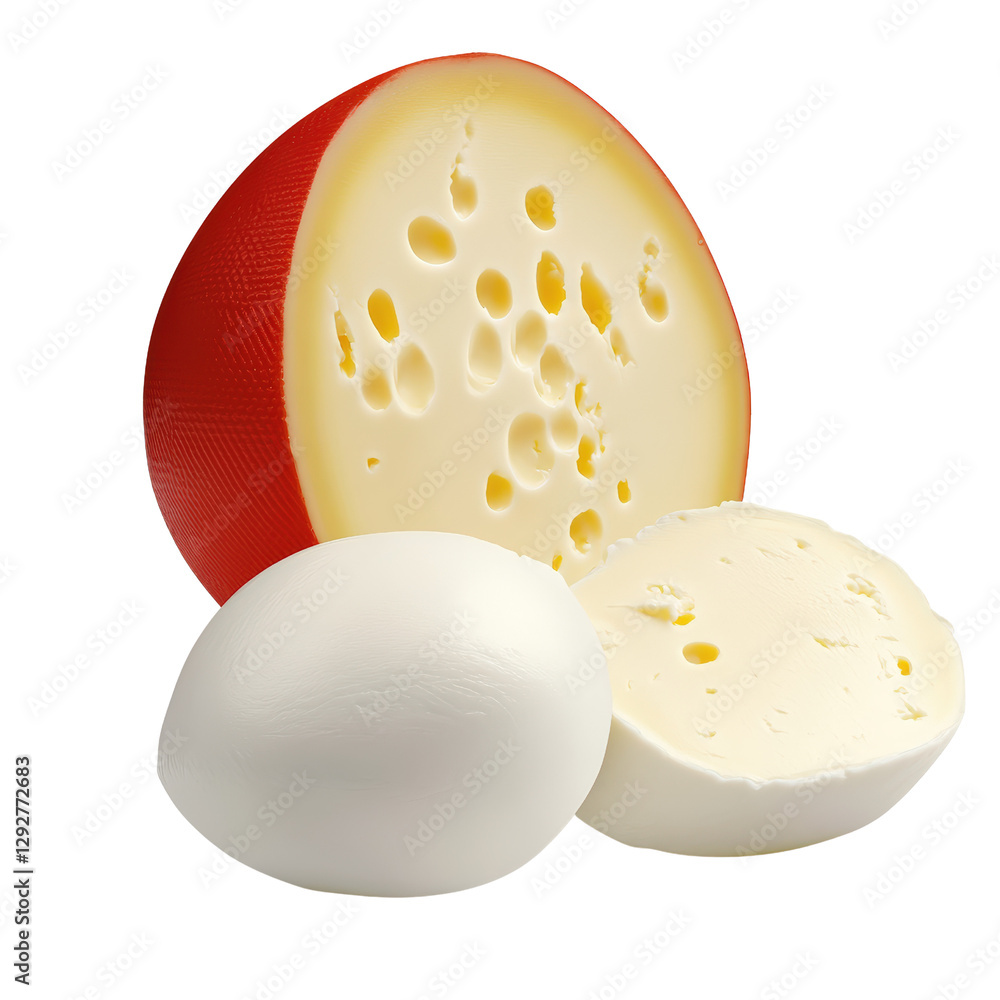 Poster Delicious slices of cheese on a wooden board perfectly arranged to showcase their color and texture for culinary delight isolated on transparent background..