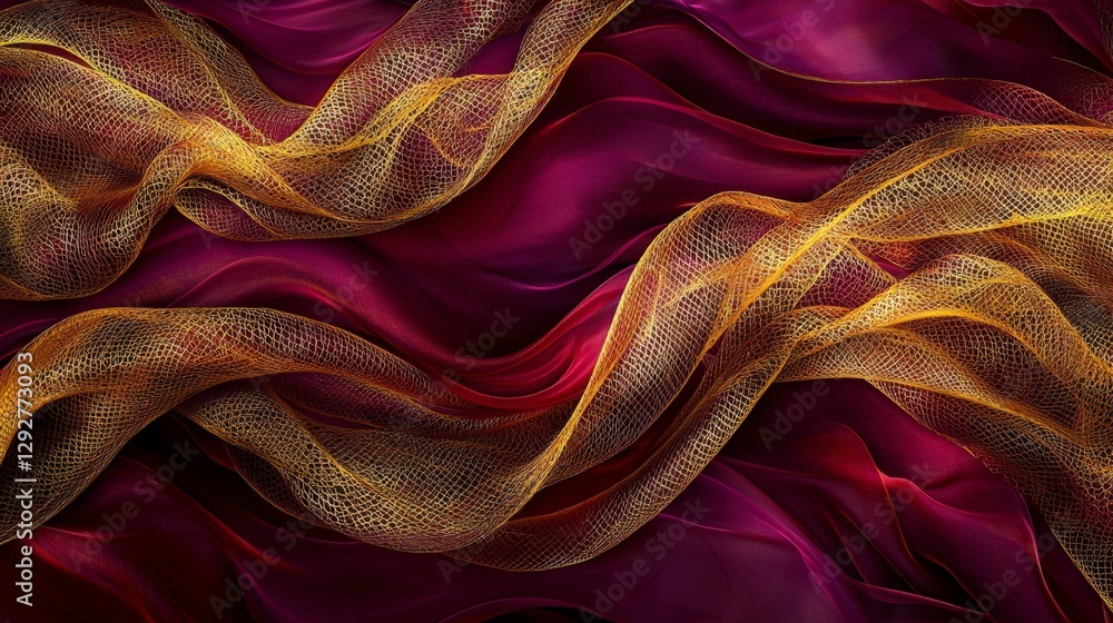 Poster dynamic kanok pattern with glowing curves abstract art digital design vibrant colors artistic viewpo