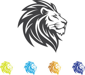 Creative Lion Emblem with Strong Mane in Multiple Color Variations