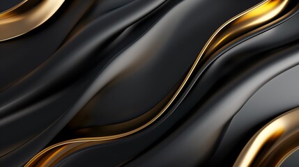 Fototapeta premium abstract background 3d wallpaper with black and golden stripes 