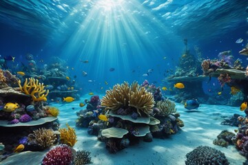 Obraz premium there is a large group of fish swimming in the ocean