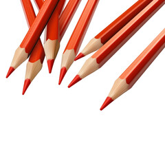 A colorful group of pencils arranged neatly on a white surface ideal for creative projects and artistic endeavors isolated on transparent background..