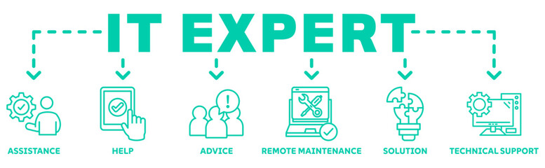 IT Expert icon vector illustration concept with icon of assitance, help ,advice, remote maintenance, solutions, technical support 