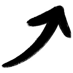 筆で書いた上昇する黒色の矢印