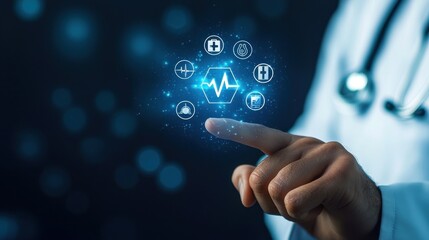 Health insurance doctor pointing to coverage benefits for individuals