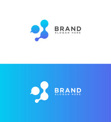 Obraz premium Abstract Blue Gradient Logo Design Molecular Communication Brand