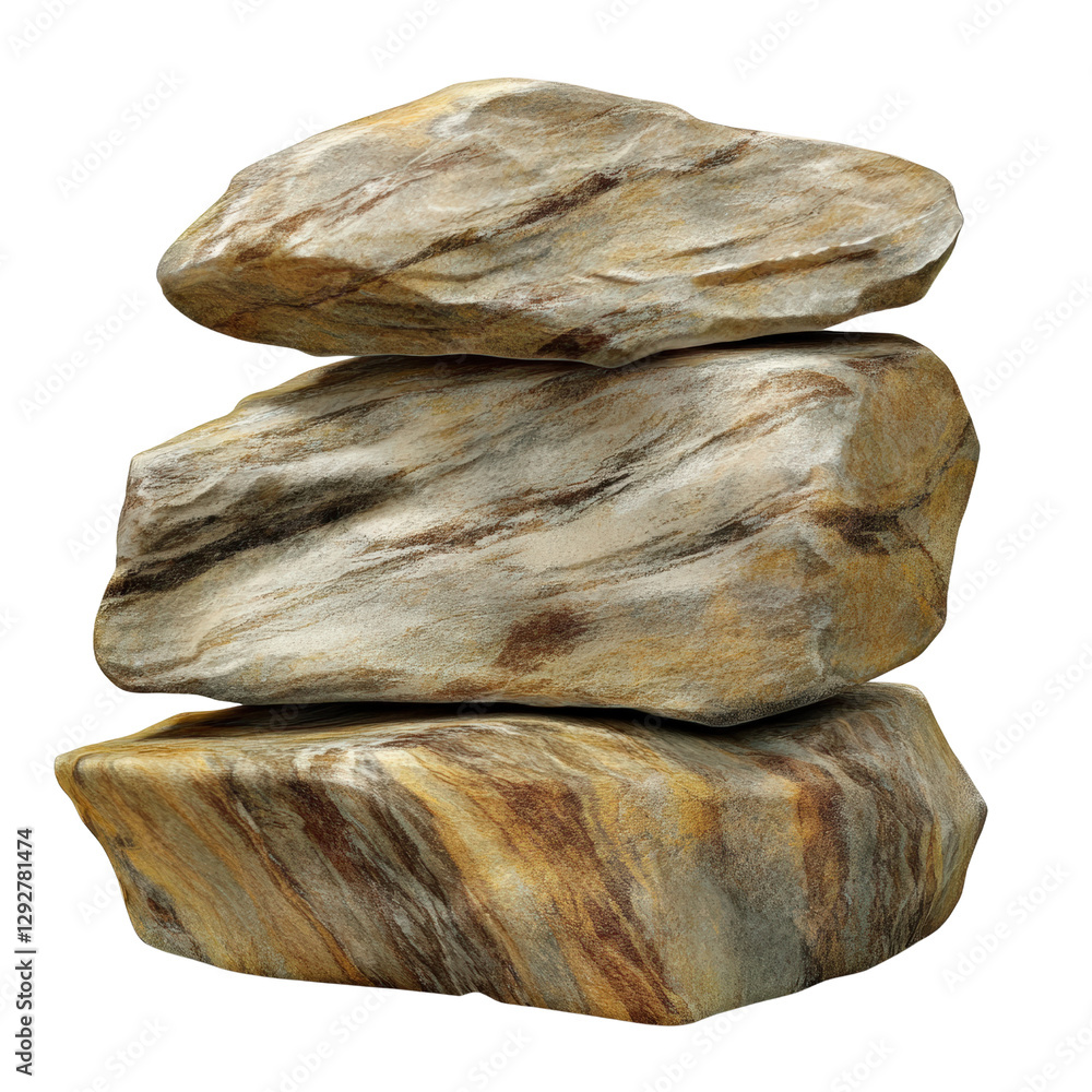 Poster balanced stack of natural rocks symbolizing stability and peace in a serene outdoor environment with