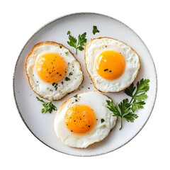 Fried Eggs on Plate Isolated on White Background, Cut Out, PNG Transparent