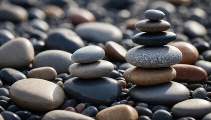 Serene Stacked Stones on Beach Mindfulness and Zen Concept Tranquil Pebbles Balanced for Relaxation and Meditation