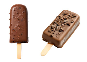 Chocolate Ice Cream Bars Isolated on White Background, Cut Out, PNG Transparent
