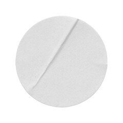 blank white round paper sticker label isolated with clipping path on white background