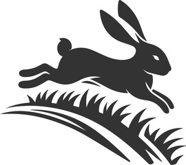 Rabbit sliding down a grassy hill animal silhouette vector