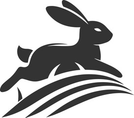 Rabbit sliding down a grassy hill animal silhouette vector