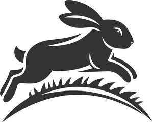 Rabbit sliding down a grassy hill animal silhouette vector