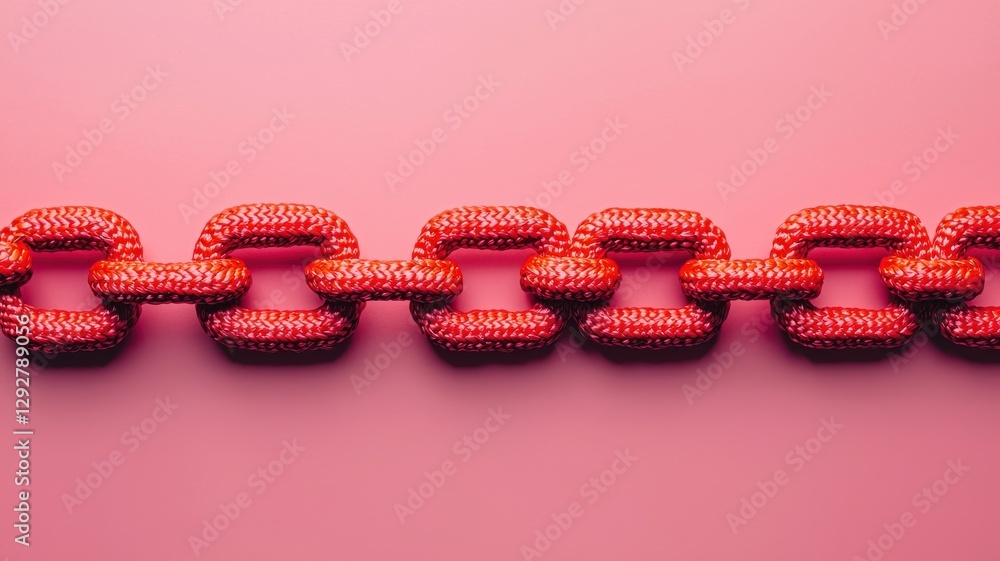 Poster chain connection abstract art digital design pink background close-up view strength and unity concep