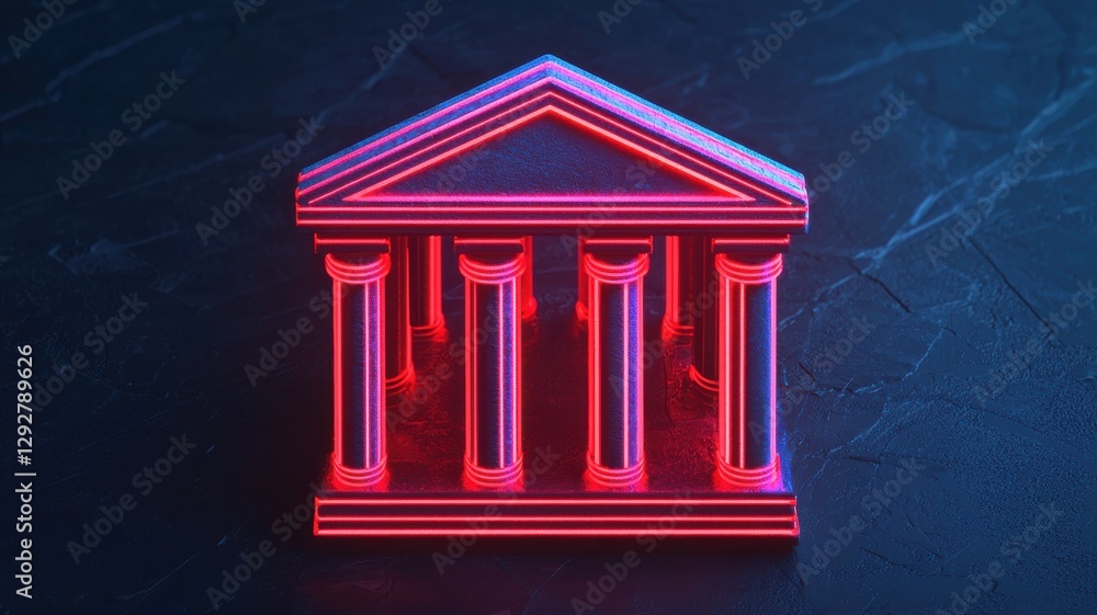Poster illuminated classical structure virtual environment 3d render digital art dark background creative c
