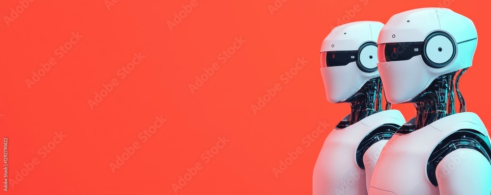 Poster robots in action exploring artificial intelligence technology digital art modern environment futuris
