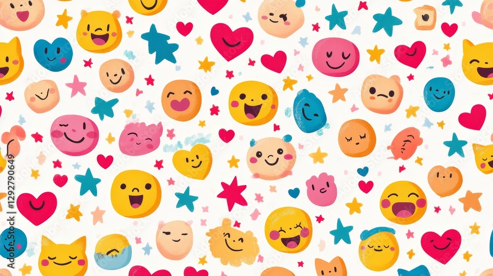 Poster create bright and colorful emoji background patterns digital design studio graphic art vivid environ