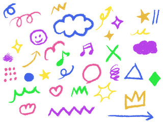 手書きあしらいセット　パターン　落書き　クレヨン