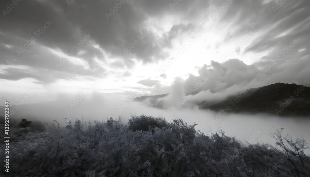 Poster subtle misty grey background with soft clouds and a gentle interplay of light and shadow.