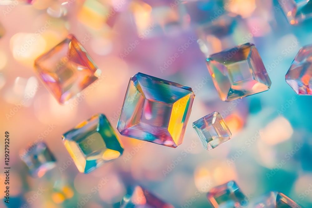 Canvas Prints Colorful Iridescent Crystals in Motion