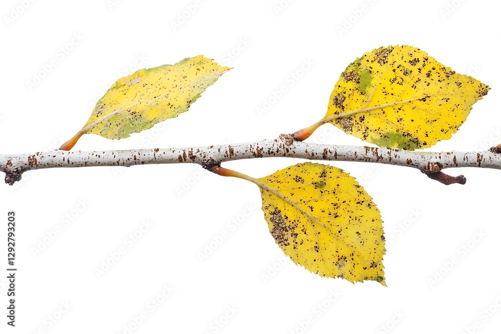 Poster birch tree branch isolated on white background with clipping path.