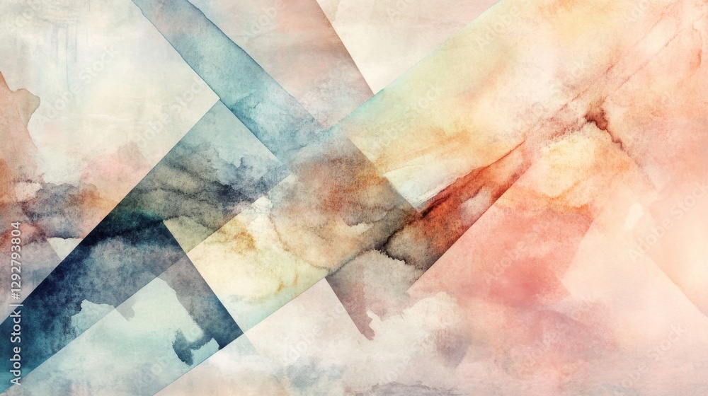 Poster creating serenity abstract watercolor art studio artwork calm environment close-up view soft pastel 