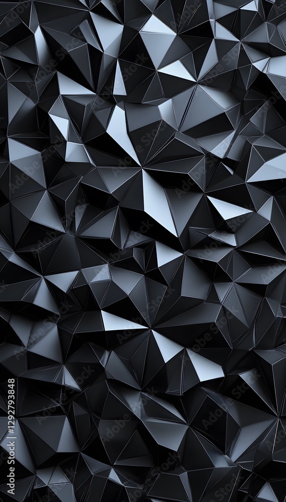 Poster abstract triangular polygon shapes in grayscale create a textured background