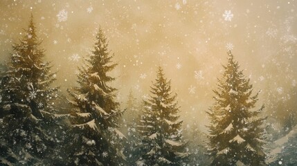 Captivating watercolor pine trees forest art serene landscape artistic view enchanting nature