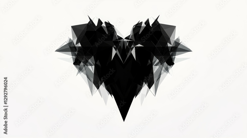 Poster create unique geometric heart clipart digital design art modern style triangular shapes heart concep