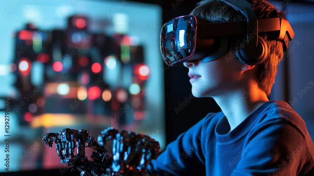 Poster explore virtual robotics vr environment interactive content digital space immersive perspective robo